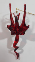 Art Glass Red Mythical Dragon Hanging Ornament