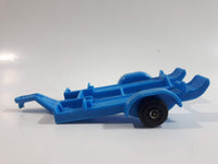 Vintage Unknown Brand 813583-A Boat or ATV Trailer Blue Plastic Die Cast Toy Car Vehicle Made in Mexico
