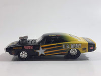 2002 Racing Champions NHRA Nitro Rods Drag Racing Series '70 Dodge Charger U.S. Army Black Green Yellow Die Cast Toy Race Car Vehicle with Opening Hood