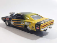 2002 Racing Champions NHRA Nitro Rods Drag Racing Series '70 Dodge Charger U.S. Army Black Green Yellow Die Cast Toy Race Car Vehicle with Opening Hood