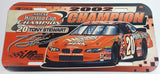 2002 Joe Gibbs Racing NASCAR Winston Cup Champion #20 Tony Stewart Pontiac Grand Prix The Home Depot Plastic Vehicle License Plate Tag