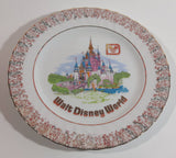 Vintage Walt Disney World Pink Castle Themed Gold Trimmed Brown Speckled 7 1/2" Collector Plate Wall Hanging