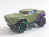 2014 Hot Wheels Marvel Character Cars Hulk Olive Green and Purple Die Cast Toy Car Vehicle