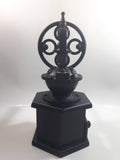 Paderno Antique Style Cast Iron Hand Wheel Coffee Grinder Mill with Black Hexagon Wood Shaped Base