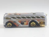 2002 Hot Wheels Spares 'N Strikes Surfin' School Bus Metalflake Silver Die Cast Toy Car Vehicle