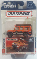 2018 Matchbox 65th Anniversary Globe Travelers Land Rover Defender 110 Orange Die Cast Toy Car Vehicle New in Package