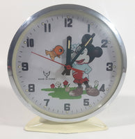 Vintage White Dove Mickey Mouse Style Animated Bird Windup Alarm Clock Made in China