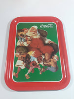 1990 Coca-Cola Coke "Santa With Elves" 1960 Christmas Print Ad Metal Beverage Tray
