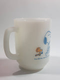Vintage 1965 Anchor Hocking Fire King Schulz Snoopy and Woodstock "I'm Not Worth A Thing Before Coffee Break! White Milk Glass Coffee Mug