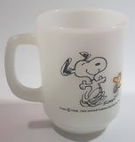 Vintage 1965 Anchor Hocking Fire King Schulz Snoopy and Woodstock "At Times Life Is Pure Joy!" White Milk Glass Coffee Mug