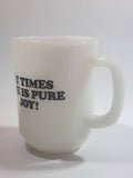 Vintage 1965 Anchor Hocking Fire King Schulz Snoopy and Woodstock "At Times Life Is Pure Joy!" White Milk Glass Coffee Mug