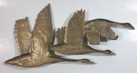 Vintage Canadian Geese Goose Flock of Birds Brass Metal Wall Decor