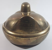 Vintage Solid Brass Engraved Duck Dish with Lid Marked HS 6422
