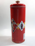 Pause For Coke Coca-Cola 9 1/4" Tall Red Embossed Tin Metal Straw Holder Container with Wood Handle Lid