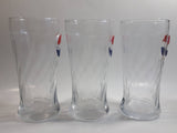 2003-2004 Rare Pepsi Red & Blue Painted Raised Relief Swirl 6" Glass Cup Made by Rastal of Germany Set of 3