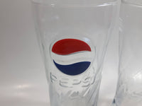 2003-2004 Rare Pepsi Red & Blue Painted Raised Relief Swirl 6" Glass Cup Made by Rastal of Germany Set of 3