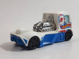 2013 Hot Wheels HW Racing Rennen Rig White Blue Die Cast Toy Car Vehicle
