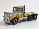 1990 Matchbox MOTOR-CITY Construction Peterbilt Cement Mixer Semi Tractor Truck Yellow 1/80 Scale Die Cast Toy Rig Vehicle