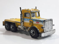 1990 Matchbox MOTOR-CITY Construction Peterbilt Cement Mixer Semi Tractor Truck Yellow 1/80 Scale Die Cast Toy Rig Vehicle