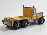 1990 Matchbox MOTOR-CITY Construction Peterbilt Cement Mixer Semi Tractor Truck Yellow 1/80 Scale Die Cast Toy Rig Vehicle