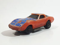 Vintage 1980 Kidco Key Cars Corvette Stars and Stripes Rebel Orange Plastic Body Die Cast Toy Car Vehicle