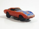 Vintage 1980 Kidco Key Cars Corvette Stars and Stripes Rebel Orange Plastic Body Die Cast Toy Car Vehicle