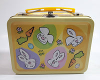 Easter Bunny Themed Small Lunch Box Style Tin Metal Container with Handle