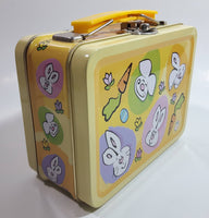 Easter Bunny Themed Small Lunch Box Style Tin Metal Container with Handle