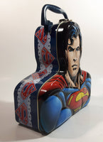 2003 DC Comics Superman Upper Body Head Bust Shaped Embossed Tin Metal Lunch Box