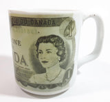 Novelty Collectible 1973 $1 Canadian Bill Currency Cash Money Ceramic Coffee Mug