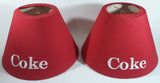 Coca-Cola Coke Embroidered Red Fabric White Lettering Lamp Shades Set of 2