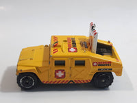 2003 Matchbox Special Edition Hummer Rescue Humvee Yellow 1:70 Scale Die Cast Toy Car Vehicle with Opening Rear Hatch