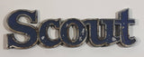 Vintage Jeep Scout Blue Metal Car Automobile Emblem Name Plate Letters Auto Part