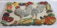 Vintage Fitz & Floyd Classics Handcrafted Country Hens Two Chickens Detailed Ceramic Wall Plate 8 3/4" x 12"