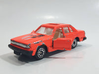 Vintage Unknown Brand #3 Sedan Bright Orange Die Cast Toy Car Vehicle with Opening Doors