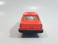 Vintage Unknown Brand #3 Sedan Bright Orange Die Cast Toy Car Vehicle with Opening Doors