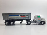 Extremely Rare Vintage 1973 Lesney Matchbox Super Kings Ford LTS Series CONDOR Les Services Rapides White Semi Tractor Truck with Grey Hydraulic Dumper Trailer Die Cast Toy Car Vehicle