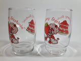 Vintage 1980 MCMLXXX Strawberry Shortcake 4" Tall Glass Cup Set of 2