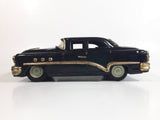 Rare Vintage 1950s Mitsuhashi Buick Sedan Black with Gold Chrome Trim Pullback Motorized Friction Tin Litho Toy Car Vehicle - 5220