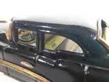 Rare Vintage 1950s Mitsuhashi Buick Sedan Black with Gold Chrome Trim Pullback Motorized Friction Tin Litho Toy Car Vehicle - 5220