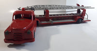 Vintage 1950s Structo Fire Engine Aerial Ladder Truck S.F.D. Red Pressed Steel Truck and Trailer Toy Car Vehicle 33" Long