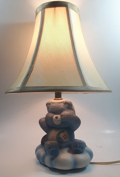Vintage American Greetings Corp 1983 MCMLXXXIII Care Bears Bedtime Bear Blue and White Porcelain Nightstand Bedroom Lamp Light