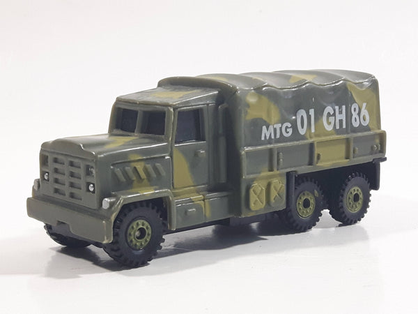 Unknown Brand MTG 01 GH 86 Military Army Cargo Transport Truck Dark Green Camouflage Plastic Body Die Cast Toy Car Vehicle