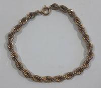 Gold Tone Metal Twisted Rope Style 7" Long Bracelet