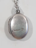 Vintage Burkhardt Jewelers Victorian Style Floral Engraved Sterling Silver Opening Photo Locket Necklace