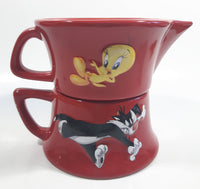 Tindex Warner Bros. Looney Tunes Characters Sylvester The Cat and Tweety Bird Themed Cartoon Stacking Teapot and Cup Mug Ceramic Coffee Mug Television Collectible - Missing the Lid