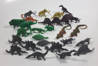 Vintage Plastic Dinosaur and Prehistoric Animal Toys with 2 Rubber Crocodile Toys Made in Hong Kong Lot of 28