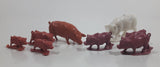 Vintage Plastic Farm Livestock 7 Pink 1 White Pig Toys Made in Hong Kong Lot of 8