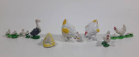 Vintage Plastic Farm Chickens, Hens, Baby Chicks, Goose, Baby Geese Toys Made in Hong Kong Lot of 6