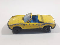 Vintage PlayArt VW Porsche 914 Convertible Yellow Die Cast Toy Car Vehicle - Made in Hong Kong